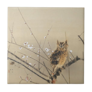 Azulejo De Cerâmica Early Plum Blossoms de Nishimura Goun, Vintage Owl