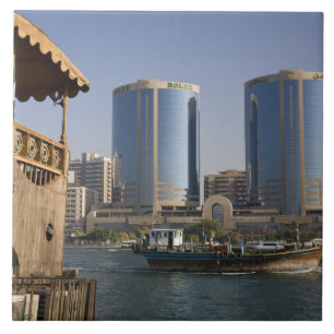 Azulejo De Cerâmica EAU, Dubai, Dubai Creek. Canal de cruzeiros Dhow