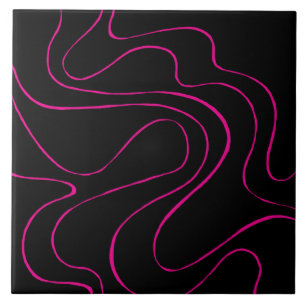 Azulejo De Cerâmica Ebb e Fluxo 2 - Magenta e Preto