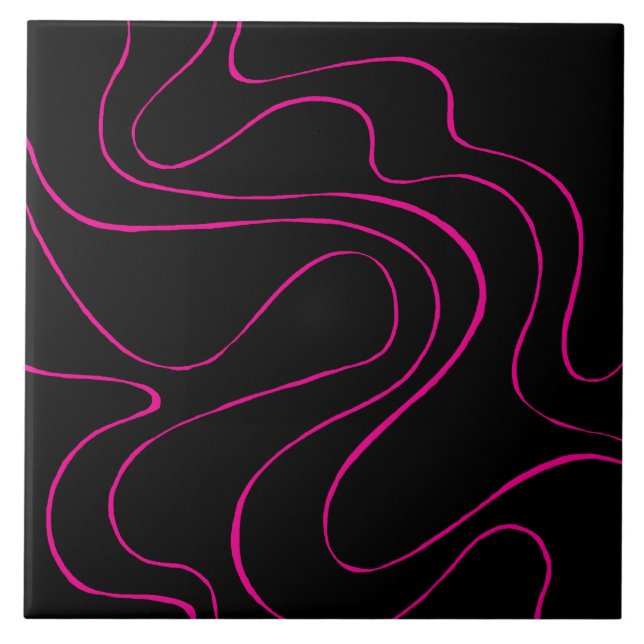 Azulejo De Cerâmica Ebb e Fluxo 2 - Magenta e Preto (Frente)