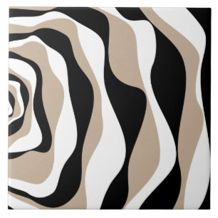Azulejo De Cerâmica Ebb e Fluxo 4 - Taupe, Preto e Branco