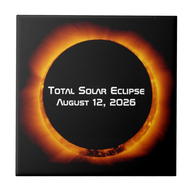 Azulejo De Cerâmica Eclipse Total do Sol de 2026 (Frente)