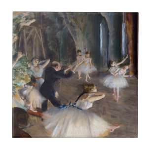 Azulejo De Cerâmica Edgar Degas - A Rehearsal do Balleto no Palco
