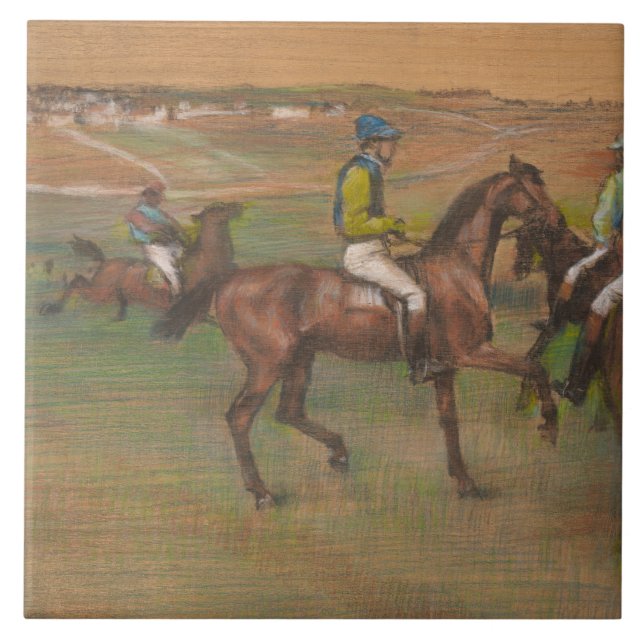 Azulejo De Cerâmica Edgar Degas - cavalos de raça (Frente)