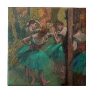 Azulejo De Cerâmica Edgar Degas - Dançarinos, Rosa e Verde