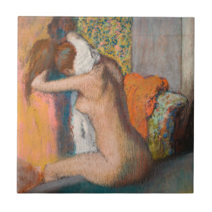 Azulejo De Cerâmica Edgar Degas - Depois do Banho, Mulher Limpando o P