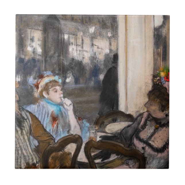 Azulejo De Cerâmica Edgar Degas - Mulheres num Café Terrace à Noite (Frente)
