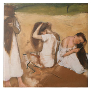 Azulejo De Cerâmica Edgar Degas - mulheres que penteiam seu cabelo