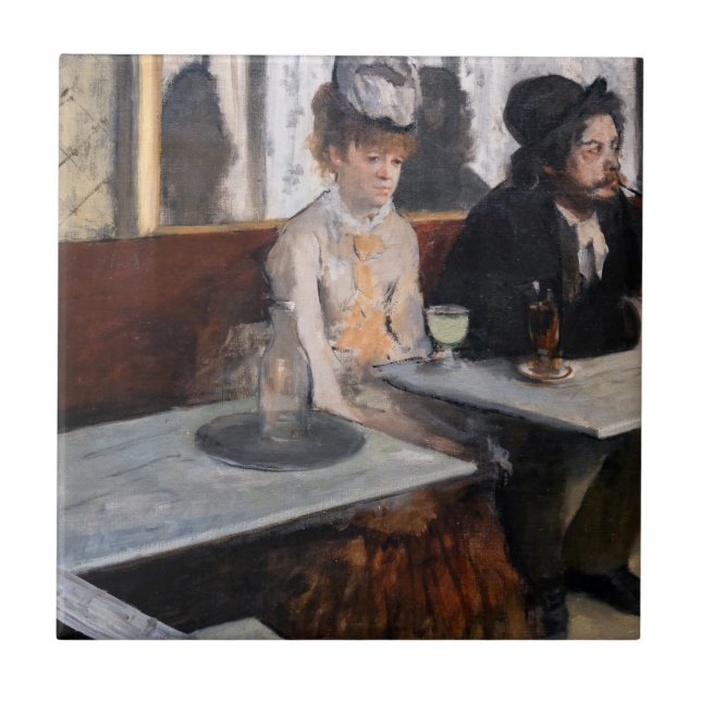 Azulejo De Cerâmica Edgar Degas - Num Café / A Absinthe (Frente)