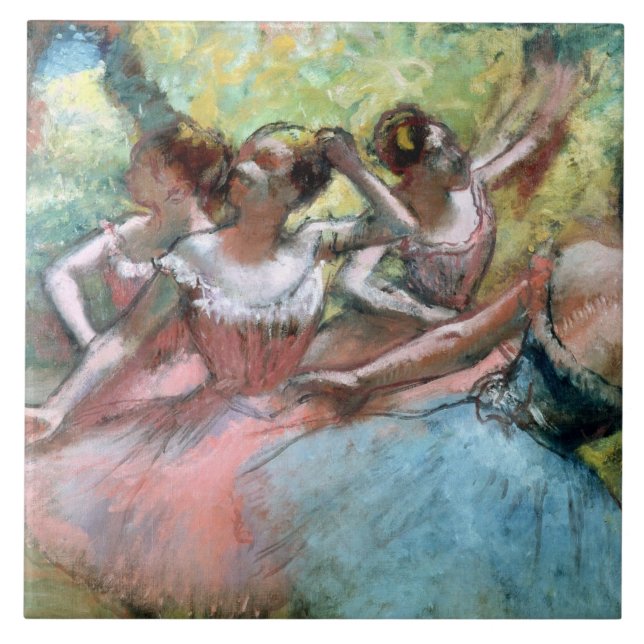 Azulejo De Cerâmica Edgar Degas | quatro bailarinas no palco (Frente)