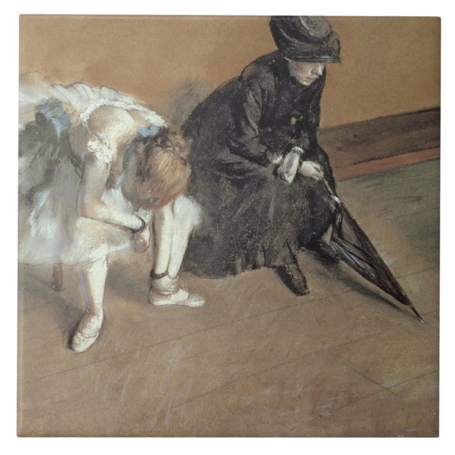 Azulejo De Cerâmica Edgar Degas | que esperam, c.1882 (Frente)