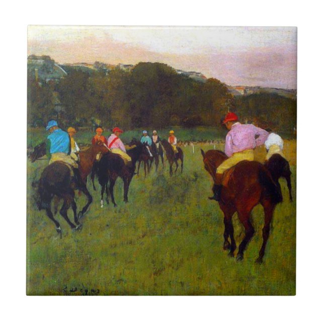 Azulejo De Cerâmica Edgar Degas Race Horses em Longchamp (Frente)