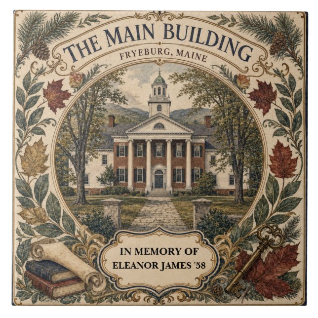 Azulejo De Cerâmica Edifício Principal Personalizado Fryeburg Maine Ex (Frente)