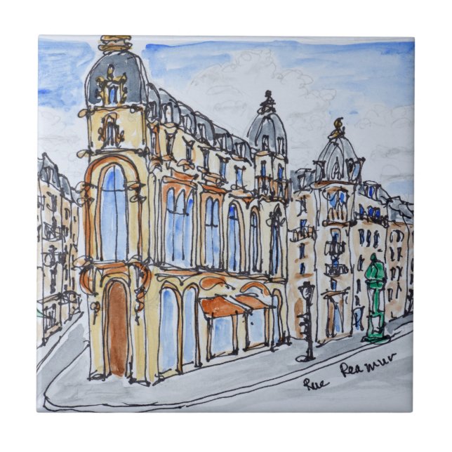 Azulejo De Cerâmica Edifícios na Rue Reaumur, Paris, França (Frente)