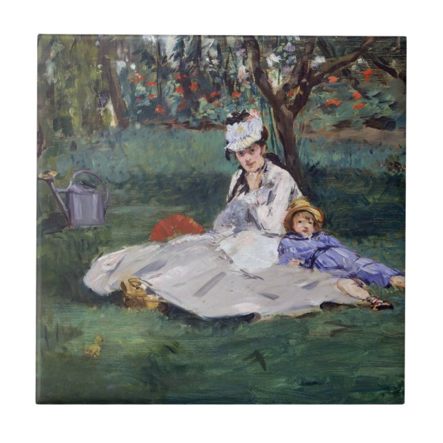 Azulejo De Cerâmica Edouard Manet - A família Monet em seu jardim (Frente)
