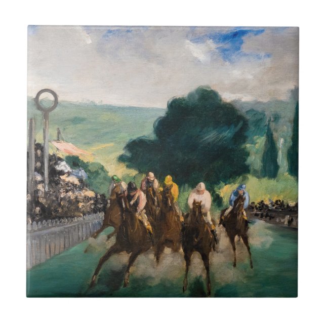 Azulejo De Cerâmica Edouard Manet - As Raças em Longchamp (Frente)