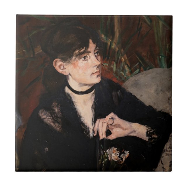 Azulejo De Cerâmica Edouard Manet - Berthe Morisot com um ventilador 1 (Frente)