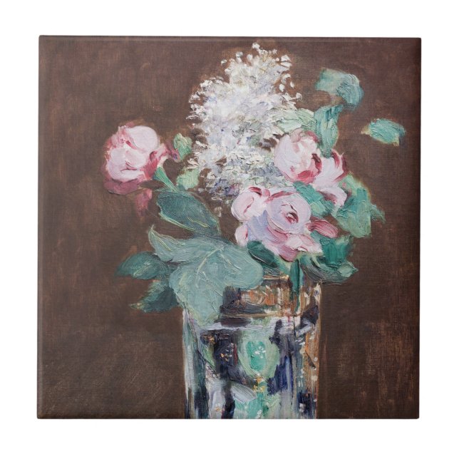 Azulejo De Cerâmica Edouard Manet - Flores num Vaso Cristal (Frente)