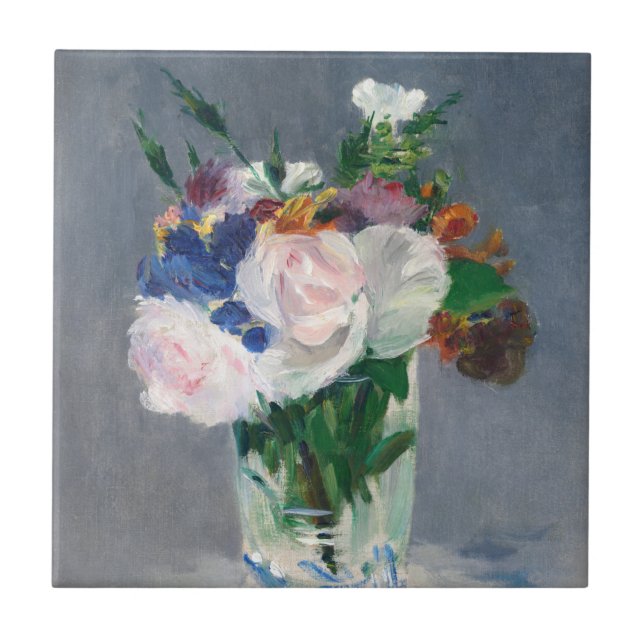 Azulejo De Cerâmica Edouard Manet - Flores num Vaso Cristal (Frente)