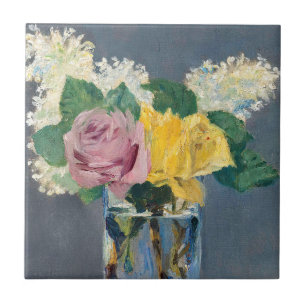 Azulejo De Cerâmica Edouard Manet - Lilases e Rosas