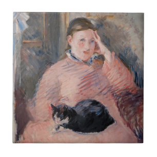 Azulejo De Cerâmica Edouard Manet - Mulher com um Gato