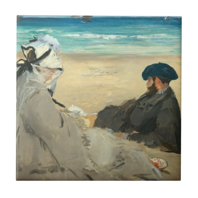 Azulejo De Cerâmica Edouard Manet - Na Praia (Frente)
