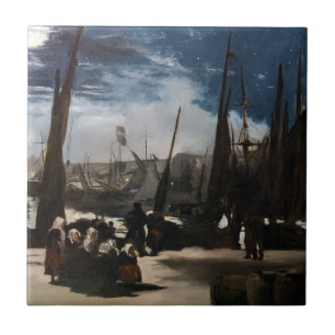 Azulejo De Cerâmica Edouard Manet - O Porto de Boulogne ao Luar