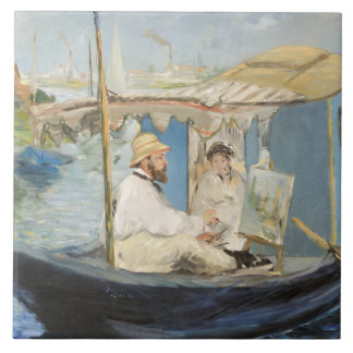 Azulejo De Cerâmica Edouard Manet - Pintura Monet no Barco Estúdio