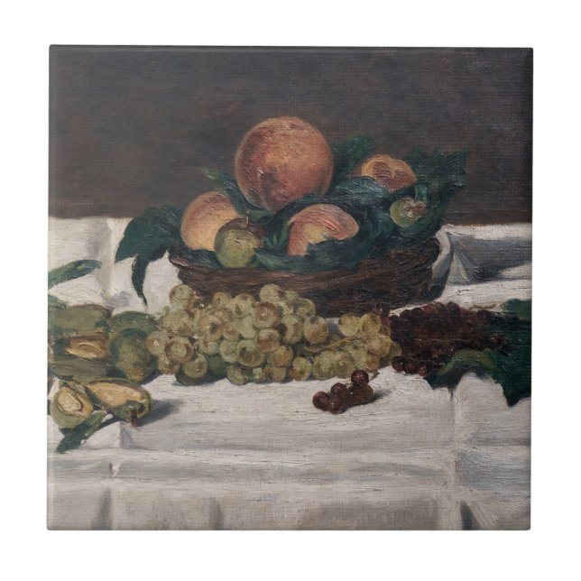 Azulejo De Cerâmica Edouard Manet - Vida estática, Frutas em uma Mesa (Frente)