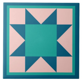 Azulejo De Cerâmica Edredão Trivet - estrela do Sawtooth (cerceta)