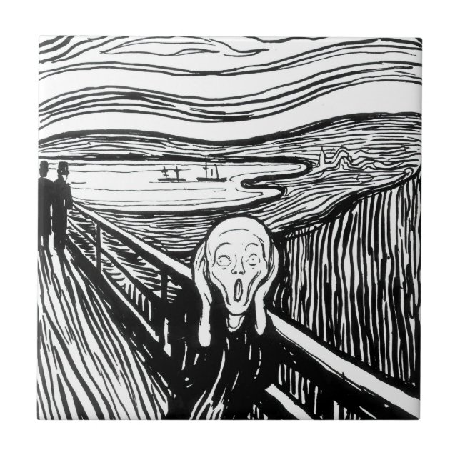 Azulejo De Cerâmica Edvard Munch - A litografia do Gritar (Frente)