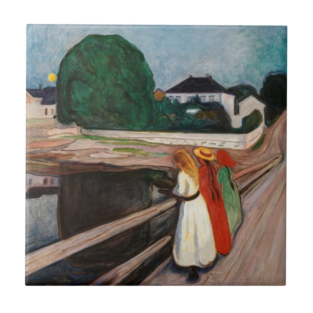 Azulejo De Cerâmica Edvard Munch - As Raparigas na Ponte (Frente)