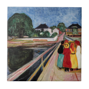 Azulejo De Cerâmica Edvard Munch - As raparigas na Ponte 1902