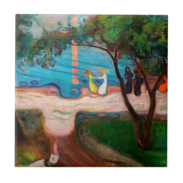 Azulejo De Cerâmica Edvard Munch - dança na praia (Frente)