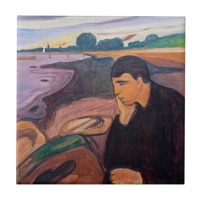 Azulejo De Cerâmica Edvard Munch - Melancholy 1894 (Frente)