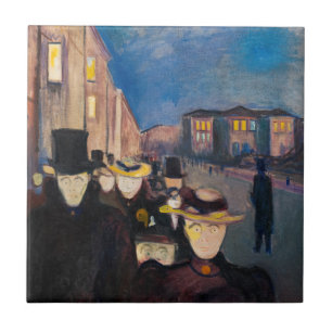 Azulejo De Cerâmica Edvard Munch - Noite em Karl Johan Street