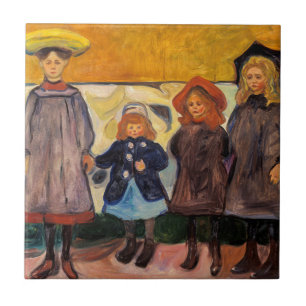 Azulejo De Cerâmica Edvard Munch - Quatro Meninas em Asgardstrand