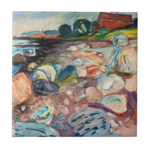 Azulejo De Cerâmica Edvard Munch - Shore com Casa Vermelha