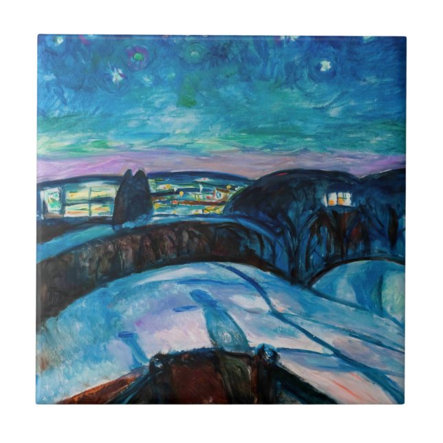 Azulejo De Cerâmica Edvard Munch - Starry Night 1922 (Frente)