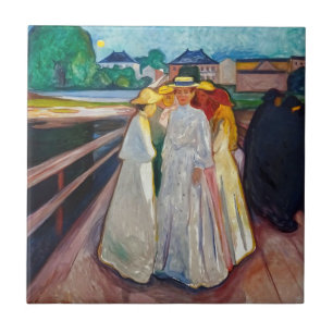 Azulejo De Cerâmica Edvard Munch - The Girls on the Bridge 1903