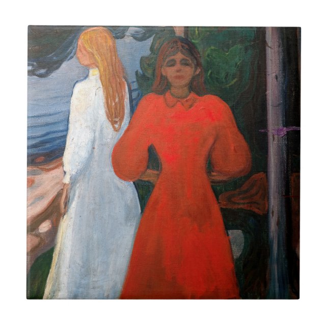 Azulejo De Cerâmica Edvard Munch - Vermelho e Branco (Frente)
