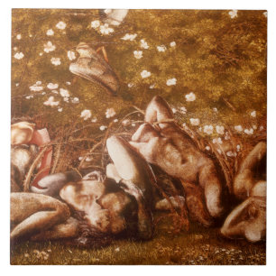 Azulejo De Cerâmica Edward Burne-Jones - Estudo para os Cavaleiros Dor