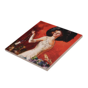 Azulejo De Cerâmica Edwardian Glamor Girl