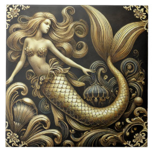 Azulejo De Cerâmica Eetéroco Ouro Sereia