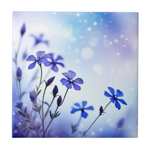 Azulejo De Cerâmica Eethal Periwinkle Floral Watercolor