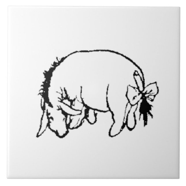 Azulejo De Cerâmica Eeyore Inspecionando sua Cauda (Frente)