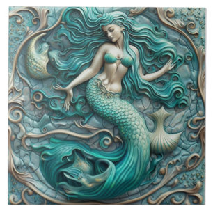 Azulejo De Cerâmica Efeito 3D Aqua Marine Cerâmica Azulejo Mermaid Des