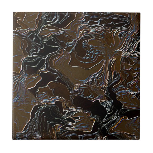 Azulejo De Cerâmica Efeito de design camuflado marrom (Frente)