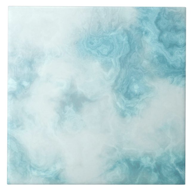 Azulejo De Cerâmica Efeito de mármore branco azul (Frente)