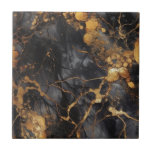 Azulejo De Cerâmica Efeito de mármore preto e dourado do estilo luxuos<br><div class="desc">Você pode adicionar um toque de luxo à sua casa com esses azulejos de cerâmica com efeito de mármore preto e ouro. O detalhe de veinagem intrincado e a elegante paleta de cores com pedaços de ouro cria um design sofisticado e sem costura eterno. Perfeito para qualquer casa moderna e...</div>